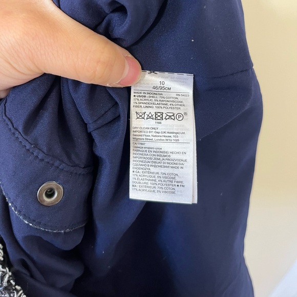 Banana Republic Navy Blue Tweed Button-Front Sleeveless Mini Dress Size 10 - Picture 7 of 12